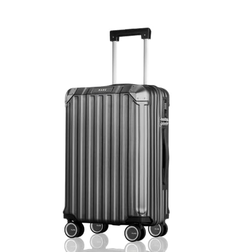 RARE RABBIT Victus Pro Cabin Size Charcoal Grey Hard Trolley Bag Polycarbonate Antiscratch Travel Suitcase with Reinforced Corners, 8 Silent Wheels and a Sturdy TSA Lock - Luggage for Men & Women
