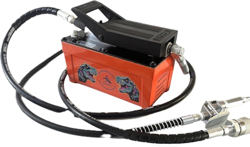 Image of Air Hydraulic Pump 0.45 Gal 10,000 PSI Reservoir NPT 3 /8 inch Oil Outlet, NPT 1 /4 inch Inlet, Air Hydraulic Foot Pump Made of Aluminum, Orange red