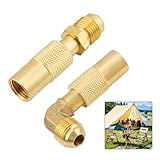 Snowchecking 2 Pcs Propane Gas Brass Adapter Fittings Elbow And Straight Desktop Oven Gas BBQ Patio Heater Camping Gas Cookers - Image 5