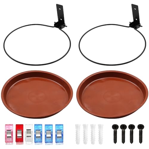 Alnicov 2Pcs Bird Feeders and Birdbaths,Balcony Railing Birdbath,Garden Birdbath - Image 2