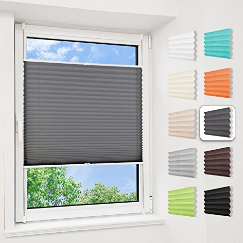 Magiea Plissee Klemmfix ohne Bohren, Jalousie Plisseerollo mit Klemmträger, (Türkei Blau 90x120), Easyfix Klemmrollo Raffrollo, Sichtschutz Sonnenschutz, Faltrollo Rollos für Fenster & Tür