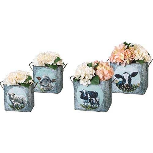 Primitives-by-Kathy-105441-Double-Sided-Cow-and-Sheep-Print-Bin-Easter-Set-of-2 Primitives by Kathy 105441 Double Sided Cow and Sheep Print Bin Easter Set of 2