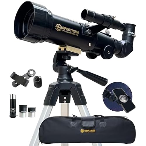 SpectrumOI Telescope for Kids, Telescope for Adults Astronomy Gifts for Kids 8-12 - Premium Refractor 70mm Aperture with Carry Bag and Phone Holder