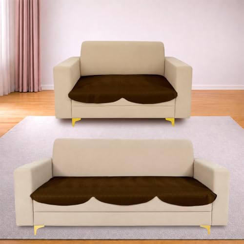 Image of Homerz Premium 'Surya Series' Sofa Cover | Stylish Sofa Protector | Net Fabric | Anti-Stain & Washable Slip Cover Exact Size Antislip (New Jerry Brown, 5 (3+2) Seater, Only Seat Cover)