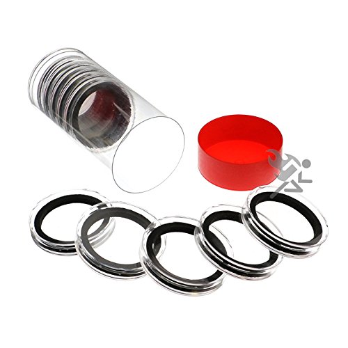 Red Capsule Tube y 10 Sujetadores Negro 40mm para Monedas miniatura 1
