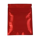 QQ Studio 100 Durable Double-Sided Metallic Foil Flat Style Zip Closure Locking Bag 7.5x10cm (3x4) (Red)