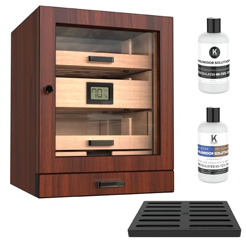CASE ELEGANCE Humidor Szafkowy Luca Z Grubym Cedrem, łAtwy System NawilżAnia, DokłAdny Higrometr Cyfrowy - BrąZowy