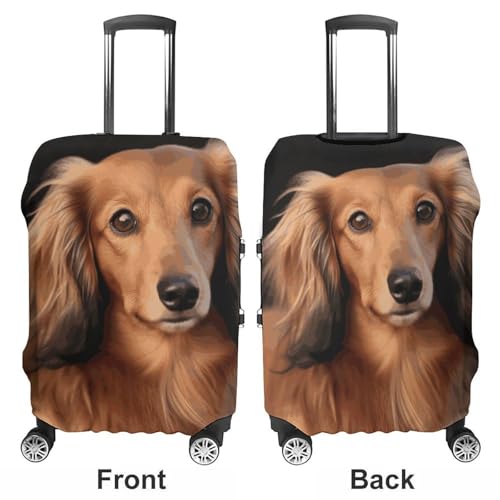 Long Haired Dachshund Printed Luggage Cover Protector, Fits 18-32 Inch Luggage3