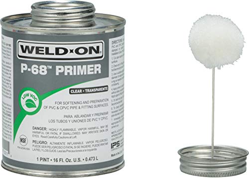 Weld-On 10211 P-68 PVC/CPVC Non-Bodied Primer - Fast Acting and Low-VOC, Clear, 1 Pint (16 fl oz)