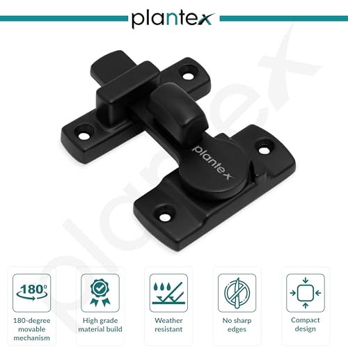 Image of Plantex Door Latch Lock for Main Door /Bathroom /Balcony /Wardrobe /Bedroom - Baby Latch Stopper for Home, Door Chitkani /Baby Safety Lock - Pack of 4 (Black)