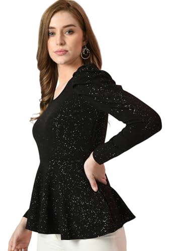 Image of IUGA Women Embellished Round Neck Puff Sleeve Top
