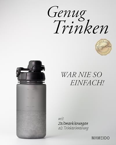 MAMEIDO Trinkflasche mit Strohhalm 500 ml (Carbon Grey) – Ansicht 2