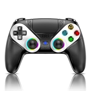 Gamrombo LED Wireless Controller for PS5, Compatible with PS5 Pro/Slim/PC, Dual Vibration, Macro/Turbo Function, 3.5mm Audio Jack, 6-Axis Motion Control Gamepad with Speaker