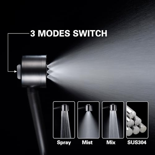 Juego completo de grifería para ducha negra, sistema de ducha con cabezal lluvia de 8 pulgadas y ducha manual de alta presión con 3 funciones, válvula de latón integrada con caja miniatura 3