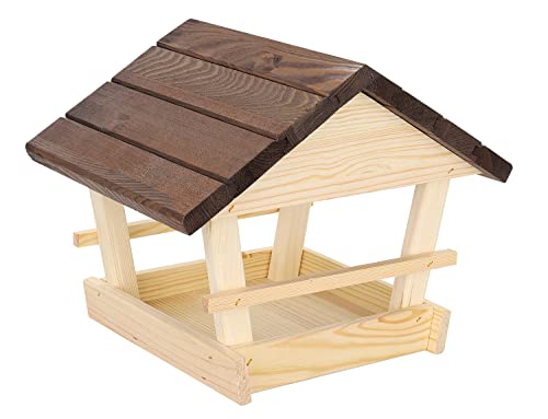 Vogelhaus, Futterhaus, Vogelhäuschen, Vogelhaus wetterfest aus Holz,Futterhaus für Wildvögel Vogelfutterhaus für den Garten, Balkon (Braun)