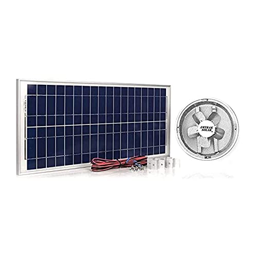 Amtrak Solar 12-Inch Solar Attic Fan, Powerful Galvanized Steel 100 Watt Fan Quietly Cools Attic, Garage, or Greenhouse & Ventilates to Protect Against Moisture (10