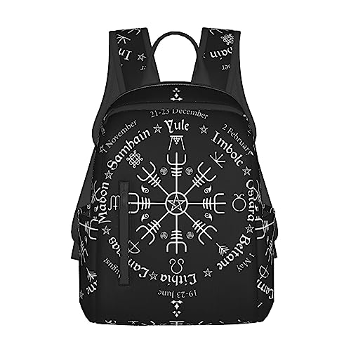 Business Laptop Backpack Travel Bag Rucksack Daypack For Work College Men Women Backpack (Norse Viking Vegvisir Compass goth pentagram)