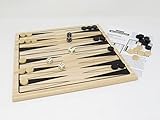 Hansen Timeless Game Collection 106627 - Juego clásico de backgammon de madera maciza - Pips blanco y negro