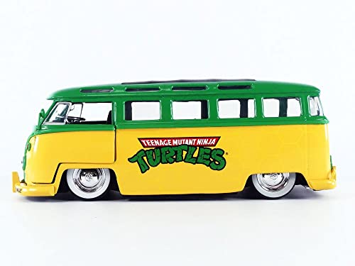 Jada 1:24 Diecast 1962 Vw Bus With Tmnt Leo, Green #TOP1