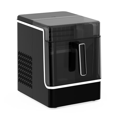 Klarstein Machine à Glaçons - Acier Inoxydable, 23 kg/24 h, 32 Glaçons/Cycle, Nettoyage Auto, Panneau de Commande, Alerte Niveau d'Eau, Design Moderne, Noire