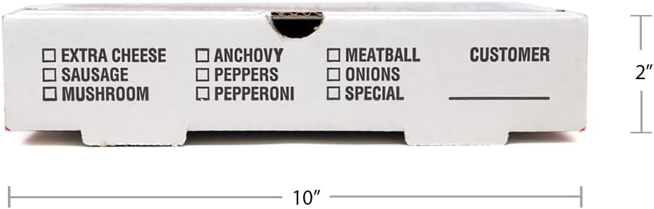 Square Cafe Design B-Flute Corrugated Pizza Box White, 10" Length x 10" Width | 50/Bundle