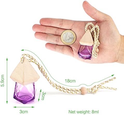 5 Pieces Car Perfume Bottle Diffuser, 8ml Car Perfume Glass Bottle Refillable Car Perfume Bottle Empty Air Freshener Car Hanging Perfume Bottle for Car Home Office