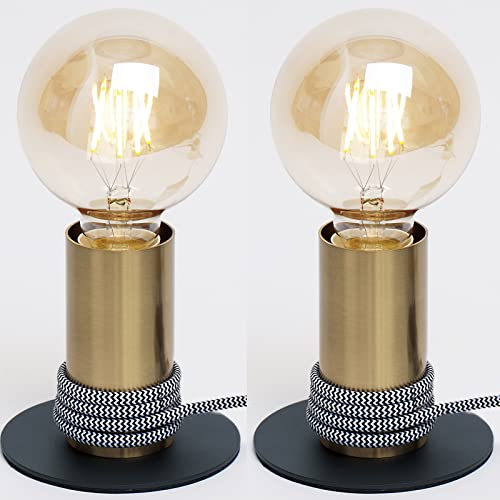 [Cavo Elettrico decorative] Lampada da Tavolo è Progettata con un filo Intrecciato Bianco e Nero da 1,7 m,Che è più Integrato con La Decorazione del Letto e I Mobili come Lampade da Comodino e l'interruttore Online può Essere Facilmente Utilizzato.