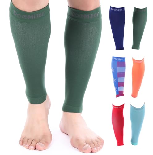 Image of Premium Calf Compression Sleeve 1 Pair 20-30mmHg Strong Calf Support Fashionable COLORS Graduated Pressure for Sports Running Recovery Shin Splints Varicose Veins Doc Miller (Dark Green, Small)