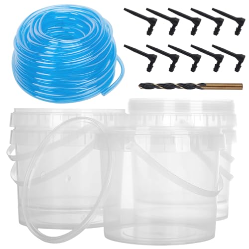 5 Sets Maple Syrup Tapping Kit Including 5 Buckets (5L) with Lid, 30ft Tubing, 10 Tree Taps, 1 Tap & Drill Bit Maple Tree Tapping Kit for Experts or Beginners Maple Birch Syrup Collection Supplies