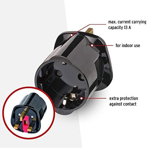 Brennenstuhl wtyczka podrózna/adapter podrózny (adapter dla: gniazdo angielskie i wtyczka Euro) czarny