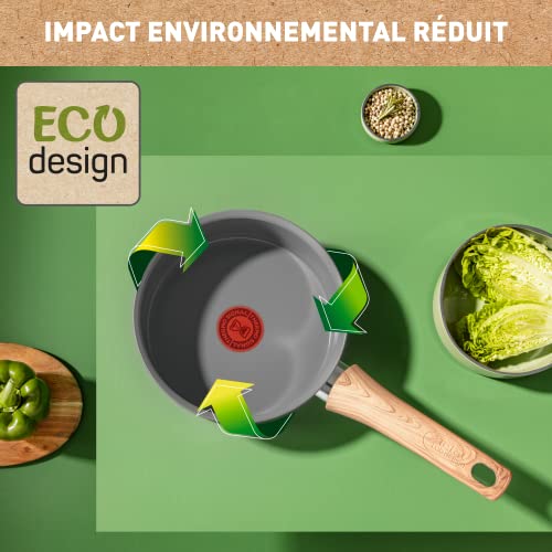 Tefal Renew, rondel 16 cm, ceramiczna powłoka nieprzywierająca, ekologiczna, z recyklingu, zdrowe gotowanie, Thermo-Signal, bezpieczne naczynia, wyprodukowano we Francji, wszystkie źródła ciepła, w