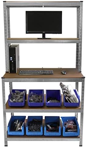Workbench section with a computer setup