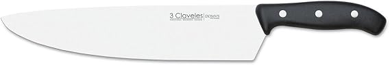 3 CLAVELES Coltello Da Cucina Domvs 25 Cm - Acciaio Inox, Lama Larga, Nero