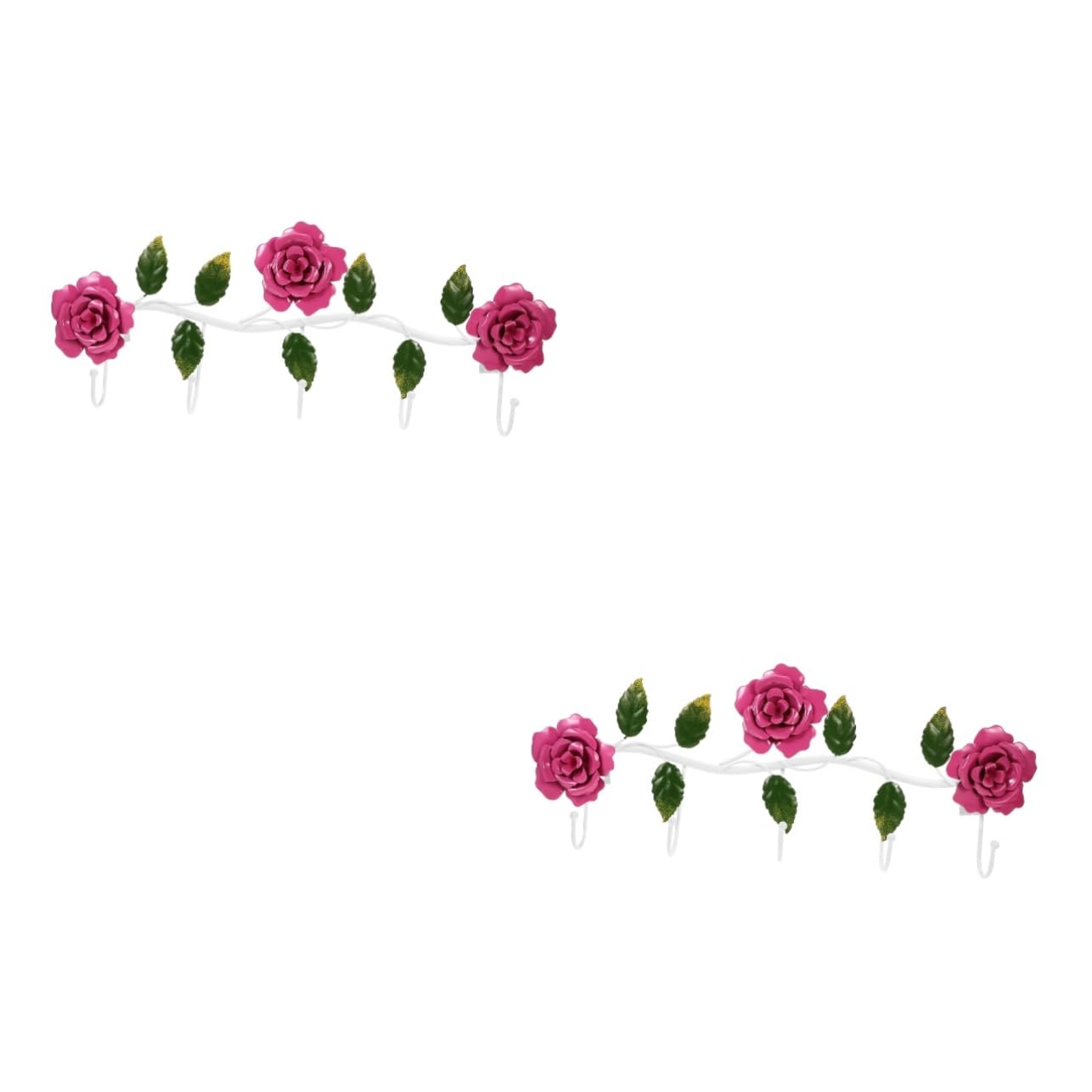 Ganci A Muro Decorativi A Forma Di Fiore Rosa – Set Da 2 Pezzi, Porta Asciugamani, Vestiti, Borse E Capi - 4