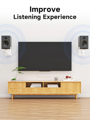 Image of suptek Small Dual Side Clamping Bookshelf Speaker Wall Mounting Bracket for Small Surrounding Sound Speakers, Hold up to 55lbs White SPM201SW