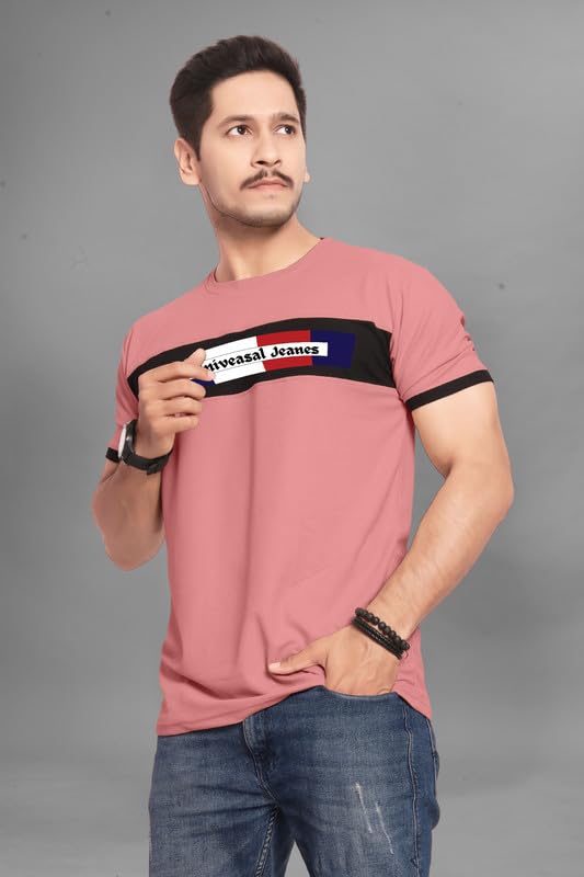 Image of Men's Regular Fit Insignia Polo T-Shirt | Cotton Rich | Premium Pique Weave for Regular Use (Ujease-14-Peach PT)