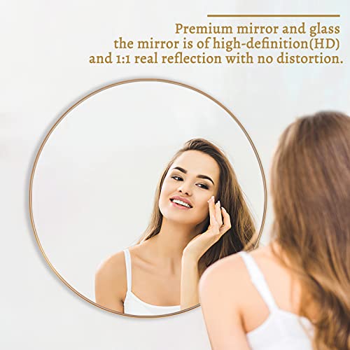 Neutype Round Mirror Circle Mirror 28 Inch Aluminum Alloy Frame Wall Mirror Large Vanity Hanging Decorative Mirrors For Entryway, Bathroom, Bedroom, Living Room (Golden, Recessed) #TOP4