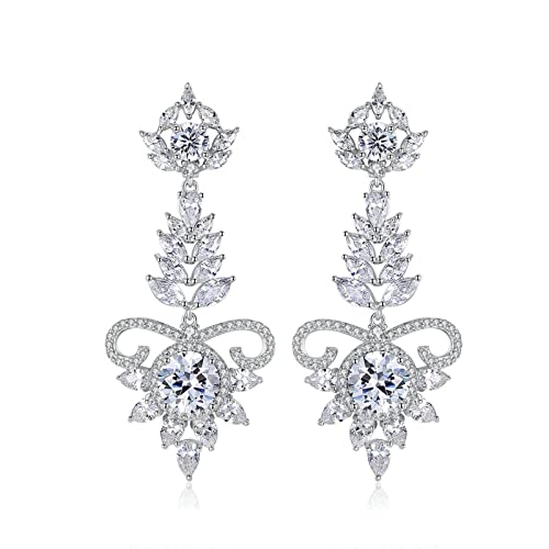 Boucles d'oreilles femme plaqué argent floral zirconium : bijoux fantaisie chic