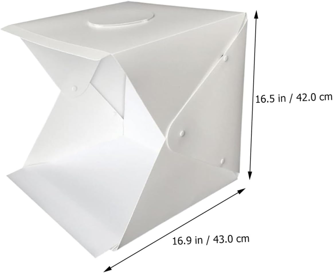 POPETPOP Portable Folding Small Photography Light Box Tent 40cm with Dual LED Light Strips and Two-Color Backdrops for Product Display and Studio Shooting