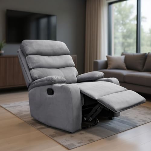Catálogo para Comprar On-line Sillon Reclinable Walmart los mejores 10. 42 Blue Room Sillón Reclinable para Adultos Giratorio con Mecedora, Reposet Microfibra, Sistema Manual (Gris)