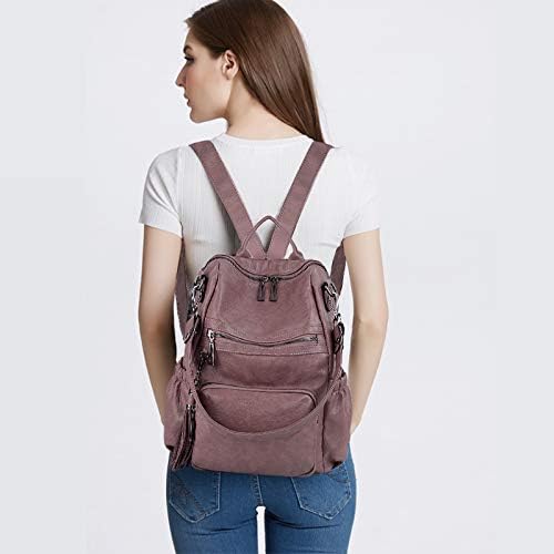 UTO Women Backpack Purse Leather Vegan Ladies Fashion Designer Rucksack Convertible Travel Shoulder Bag with Tassel - Image 2