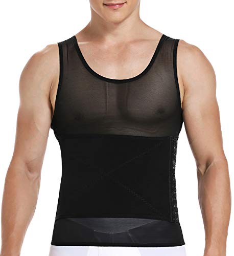 SLIMBELLE® Hombre Chaleco Moldeadora Camiseta Reductora Adelgazante Ropa Interior con Faja Ajustable para Deportes Fitness Negro Blanco
