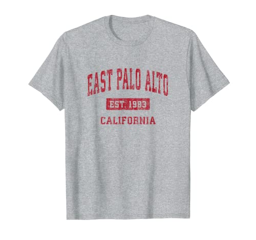 East Palo Alto California CA Vintage Diseño Deportivo Rojo Desig Camiseta