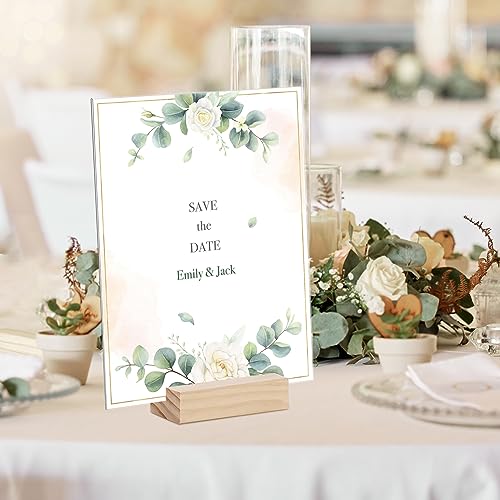 Image of 10 PCS Wood Place Card Holders,Wood Sign Holders,Table Number Holder Stands,Picture Holder,Name Card Holder for Wedding,Retail Shop,Parties, Anniversaries,Business Card Holders for Decoration,Events(Acrylic Not Included)
