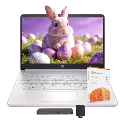 Image of HP Stream 14 inch Laptop with AI Copilot, Flagship for Students & Business, 13th Gen Intel 4-Core, 4GB RAM, 1.12TB Storage (128GB UFS + 1TB Docking Station), Office 365 1-Year, Win 11 S, Lavender Purple