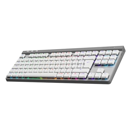 Logitech G G515 Lightspeed TKL de Perfil bajo Teclado para Gaming inalámbrico, RGB LIGHTSYNC, diseño Fino sin Teclado numérico, Teclas de PBT, interruptores mecánicos táctiles QWERTY Español - Blanco