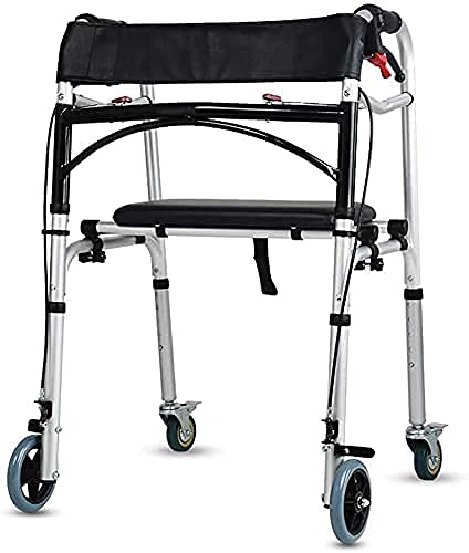 折りたたみ式歩行器 前輪4輪 ブレーキ付き 調節可能 ポータブル 軽量 コンパクト 高齢者用歩行補助具 障害者用 シート付き Beauty Comes