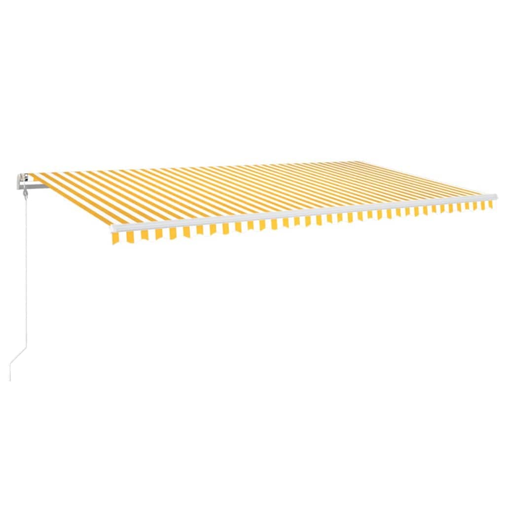 Toldo automático con iluminación LED y sensor de viento, 600 x 300 cm, color amarillo/blanco, resistente a los rayos UV y al agua, marco de aluminio, para terraza y balcón