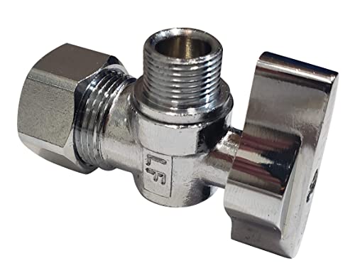 Complete Toilet Set Valve 1/2 In. Nom Inlet X 3/8 In. Od Compression Outlet Angle Shut Off + Escutcheon Plate + 12" Long Stainless Steel Braided Brass Nut Water Supply Line #TOP3