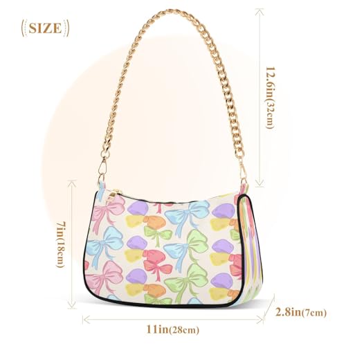 Shoulder Bag for Women Colorful Bows Tote Handbag Crossbody Bag with Zipper Closure3